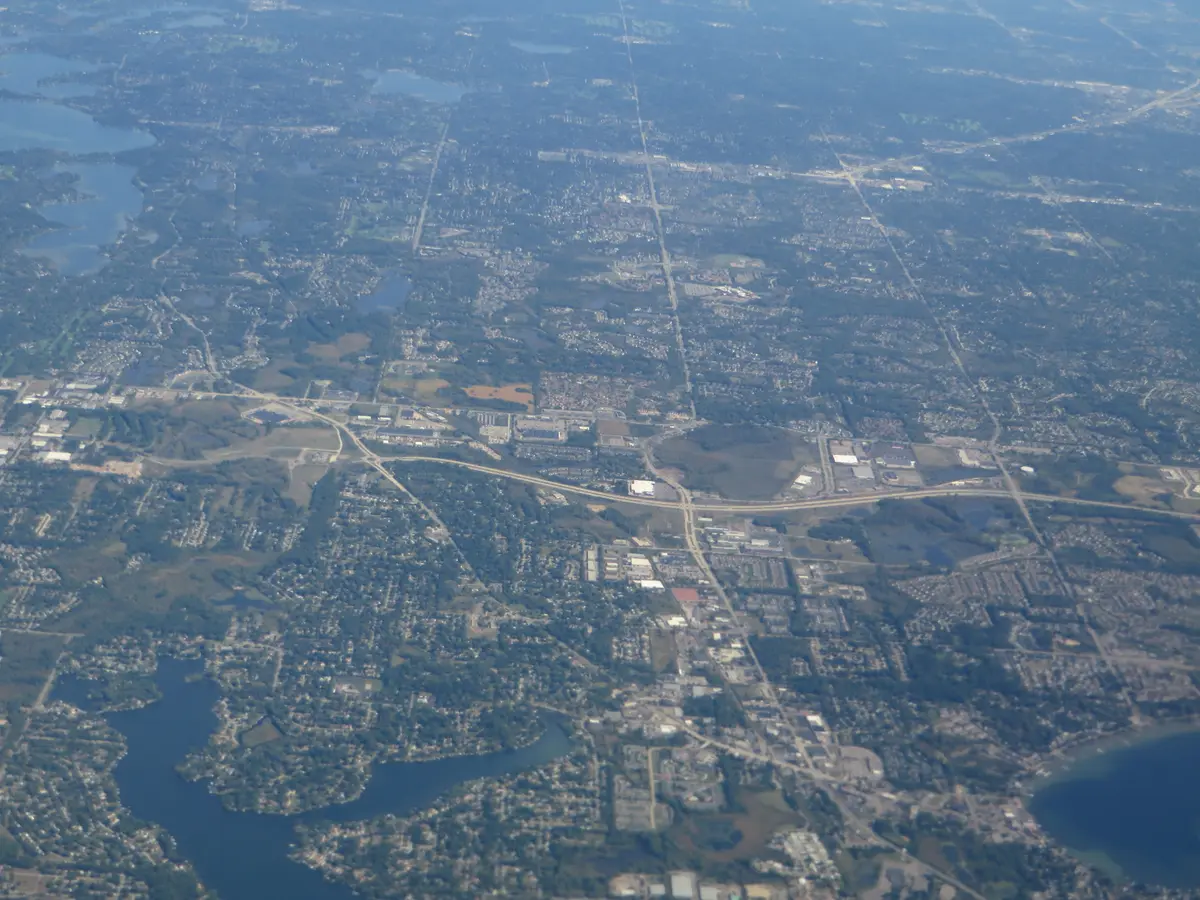 Aerial view of Commerce Township, Oakland County, Michigan